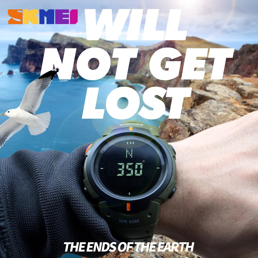 Outdoor Chronograph Compass Watch Men Multifunction Waterproof LED Electronic