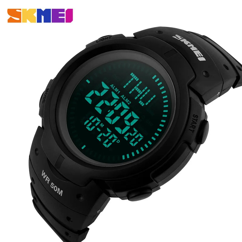 Outdoor Chronograph Compass Watch Men Multifunction Waterproof LED Electronic