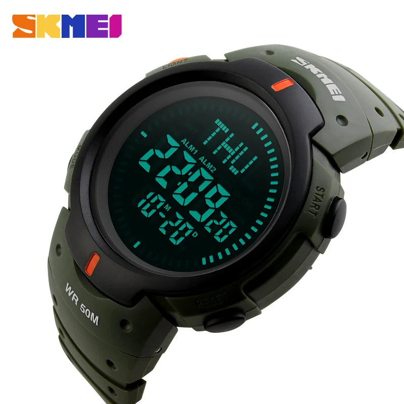 Outdoor Chronograph Compass Watch Men Multifunction Waterproof LED Electronic
