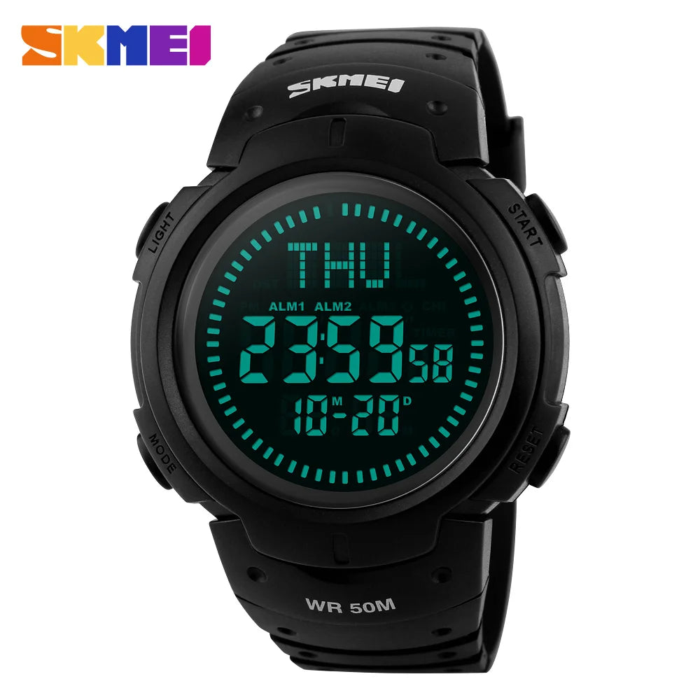 Outdoor Chronograph Compass Watch Men Multifunction Waterproof LED Electronic
