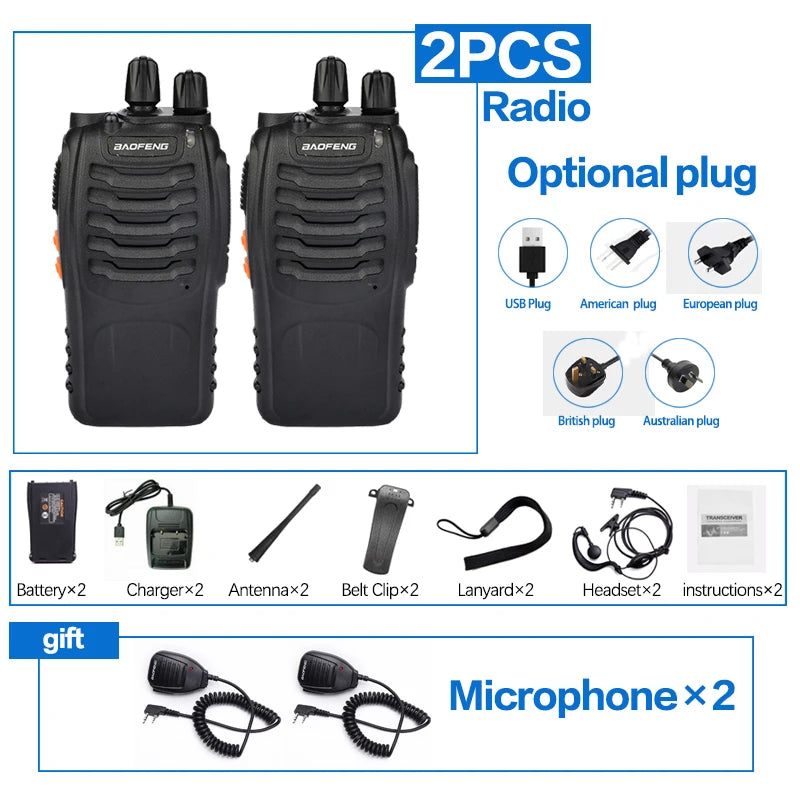 2Pcs/Lot baofeng BF-888S Walkie Talkie Two-way Radio Set BF 888s UHF 400-470MHz 16CH walkie-talkie Radios Transceiver