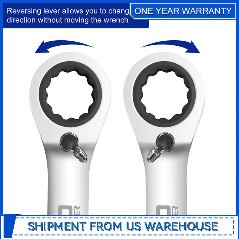 Double Sided Ratchet Wrench Set 10 Piece 5/16 to 3/4 72 Tooth Box End and Open End Wrench Set with Rolling Pouch By Prostormer
