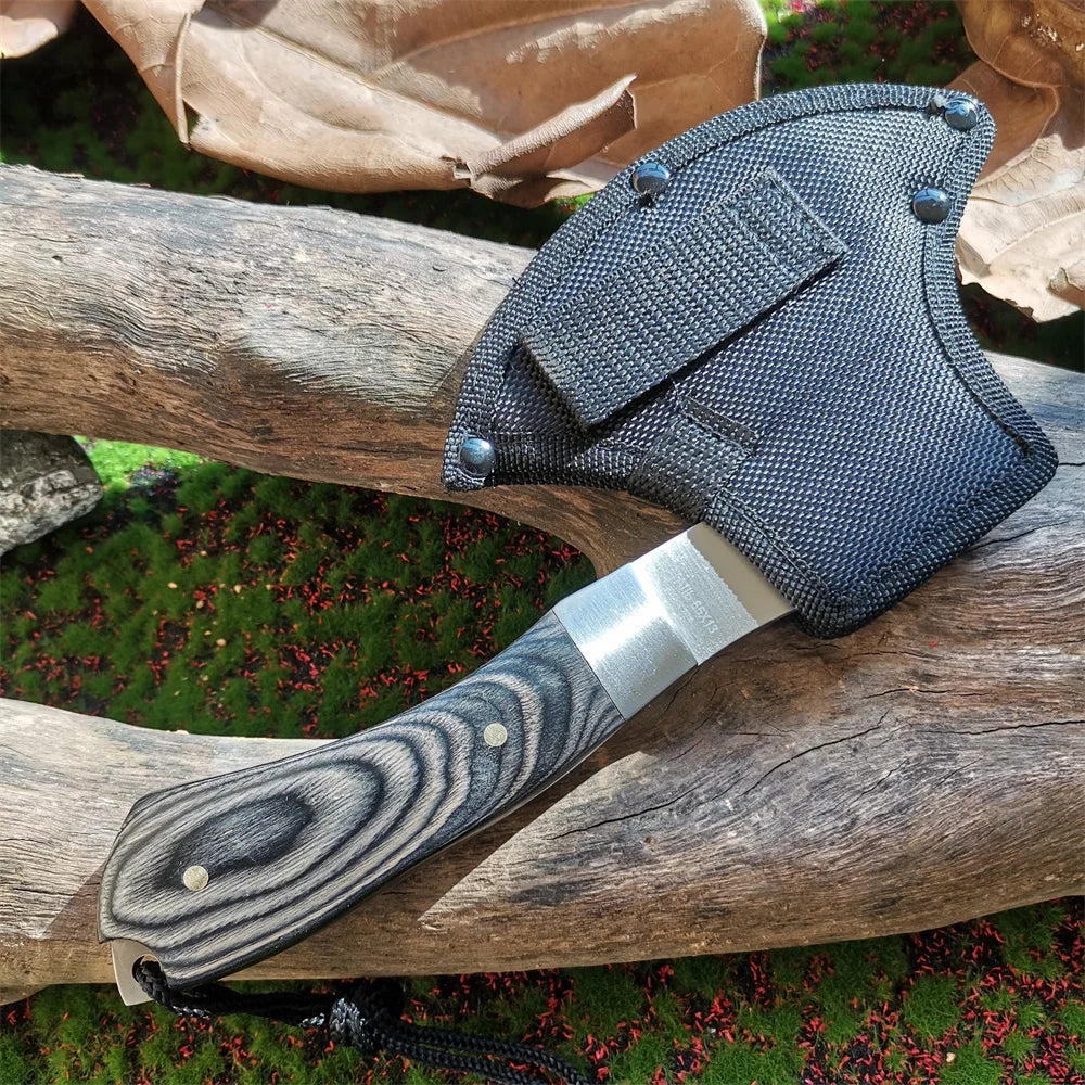 Portable Tactical Stainless Steel Camping Hunting Survival Axe with Colored Wooden Handle