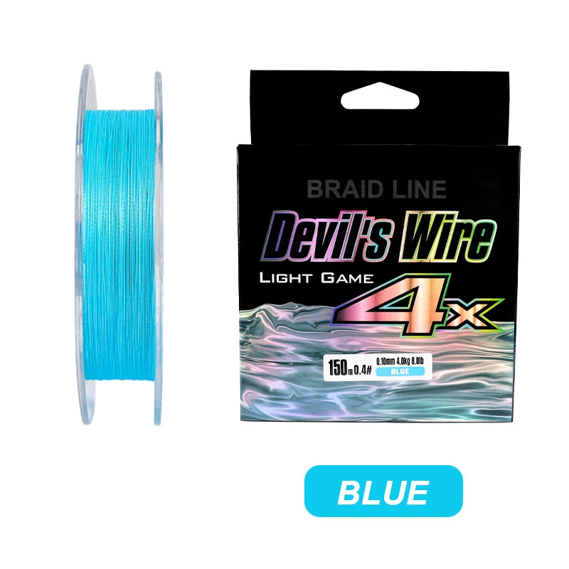 MIFINE Devil's Wire Light Game Fishing Line 150M Thin and Strong 4X Braided PE Line Fishing Wire Accessories Perch, Bass, Trout