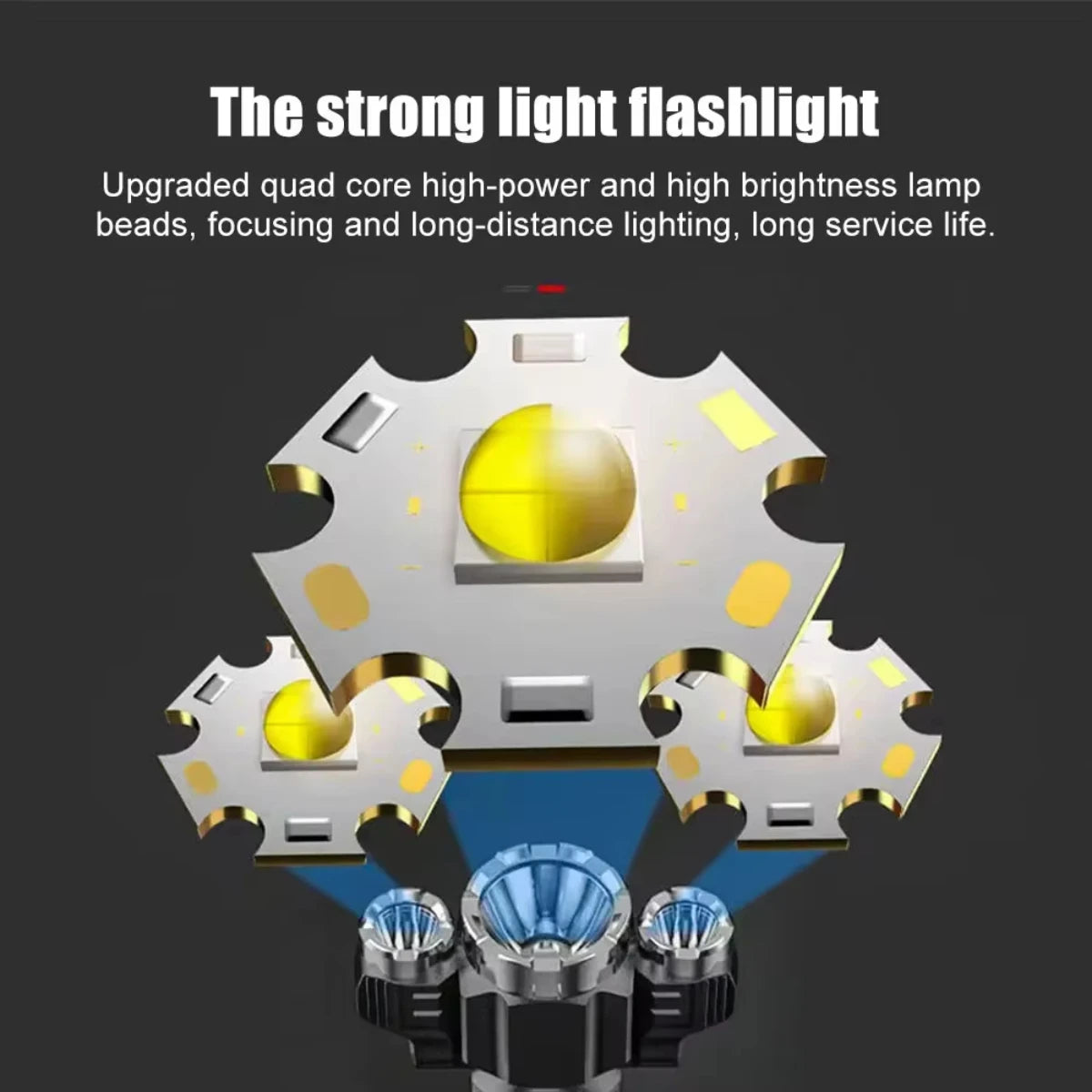 3LED Strong Waterproof LED Flashlight, Portable Camping Bike Light, Remote Outdoor,