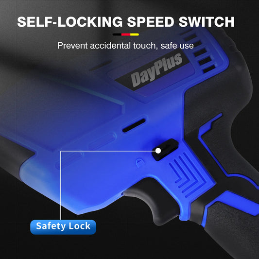 DayPlus Brushless Reciprocating Saw 21V Electric Cordless Reciprocating Saw Sabre Saw for Cut Wood With Battery & 4 Saw Blades