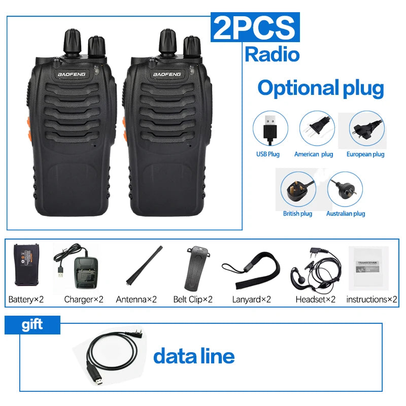 2Pcs/Lot baofeng BF-888S Walkie Talkie Two-way Radio Set BF 888s UHF 400-470MHz 16CH walkie-talkie Radios Transceiver