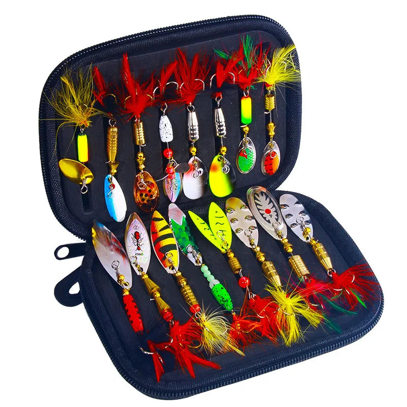 16PCS Fake Bait Spinner Lures Metal Bait Fishing Lure Spinnerbait Bass Trout Salmon Hard Metal Spinner
