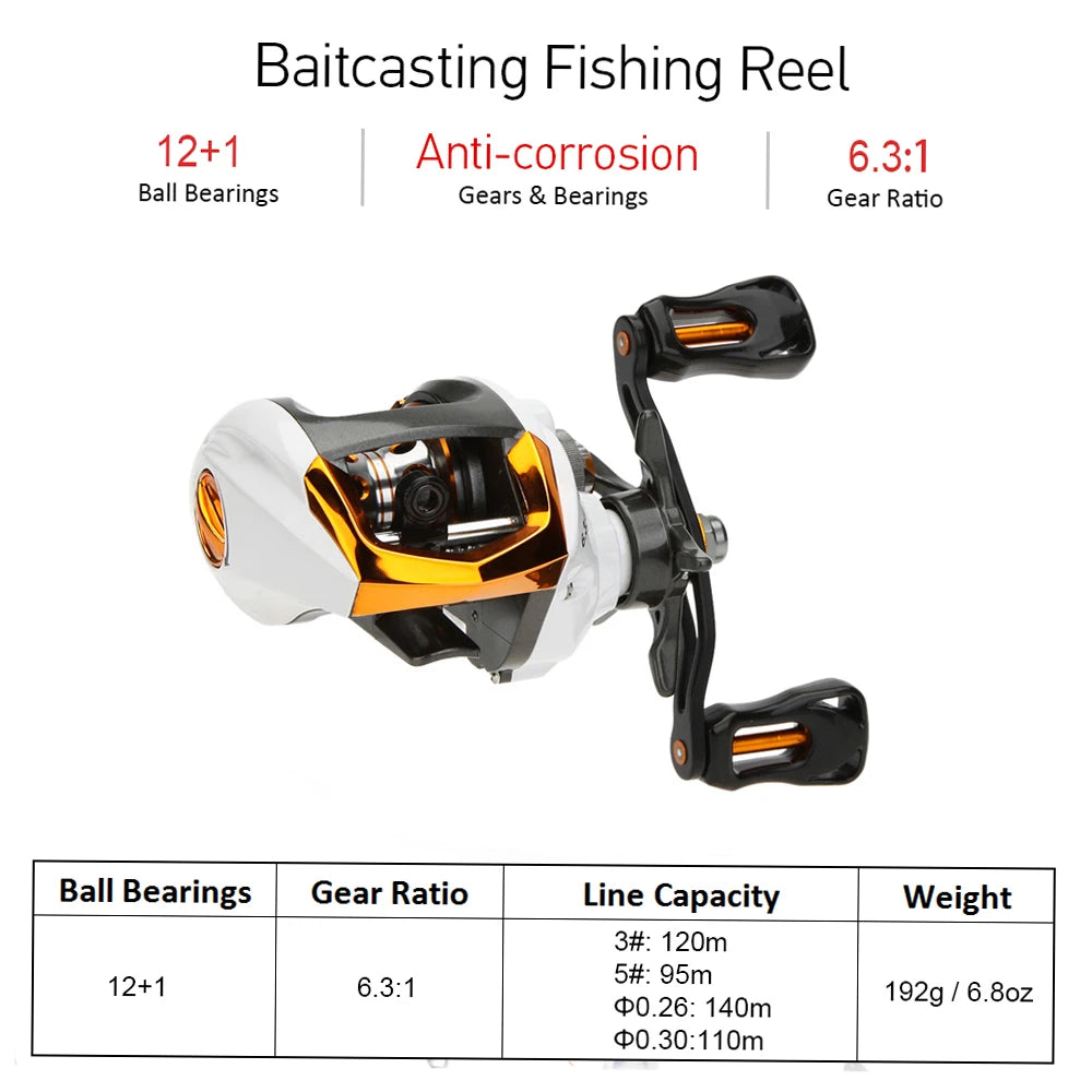 12+1 Ball Bearings Baitcasting Reel Fishing Fly High Speed Fishing Reel with Magnetic