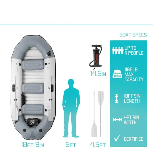 68376EP Mariner 4 Inflatable Boat Set Includes Deluxe 54in Boat Oars and High-Output Pump