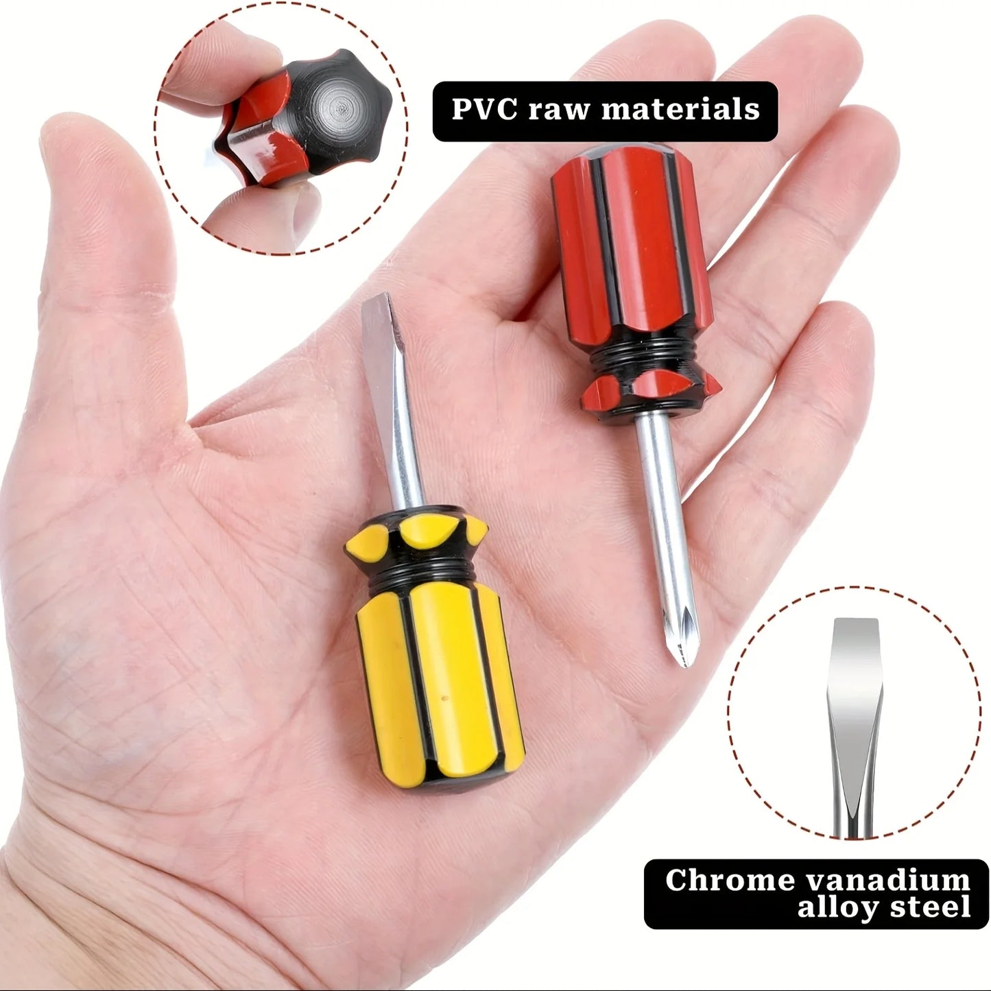 1/2Pcs small screwdriver short handle stubby screwdriver Phillips screwdriver and flat head screwdriver Pocket Screwdriver