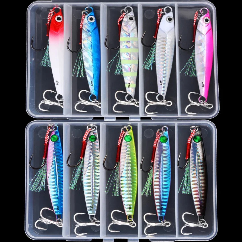 5pcs Metal Jig Fishing Lure Weights 10g-40g Trolling Hard Bait Bass Fishing Bait Tackle Trout Jigging Lure Jigs