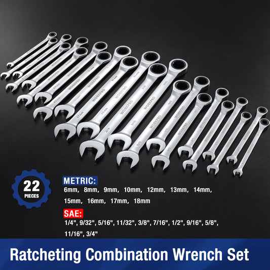 WORKPRO 23pc Ratcheting Wrench Set  with Box ,72 Teeth Wrench with Box, Wrench Repair  Tool Set