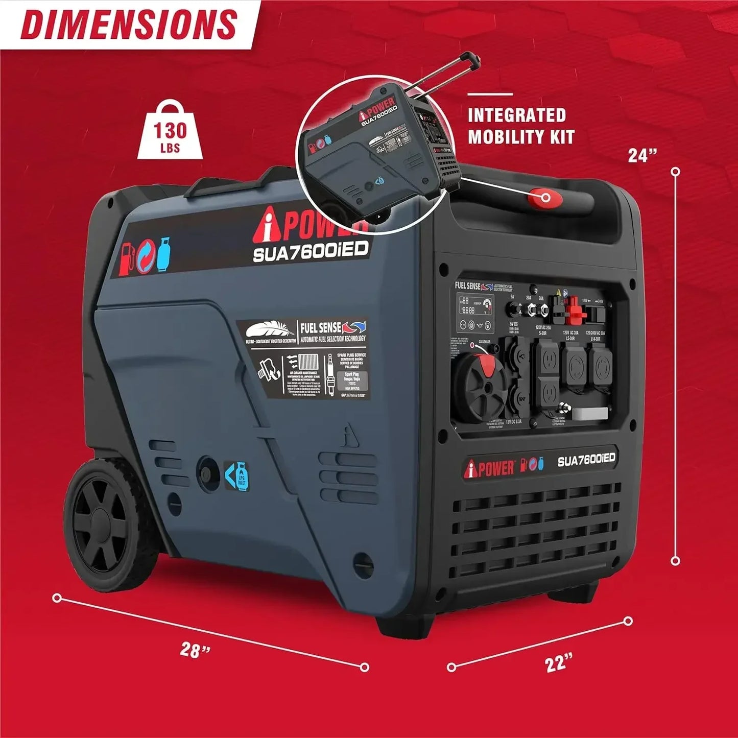 New Portable Inverter Generator, 7600W Dual Fuel Electric Start RV Ready, EPA & CARB Compliant CO Sensor | USA | NEW
