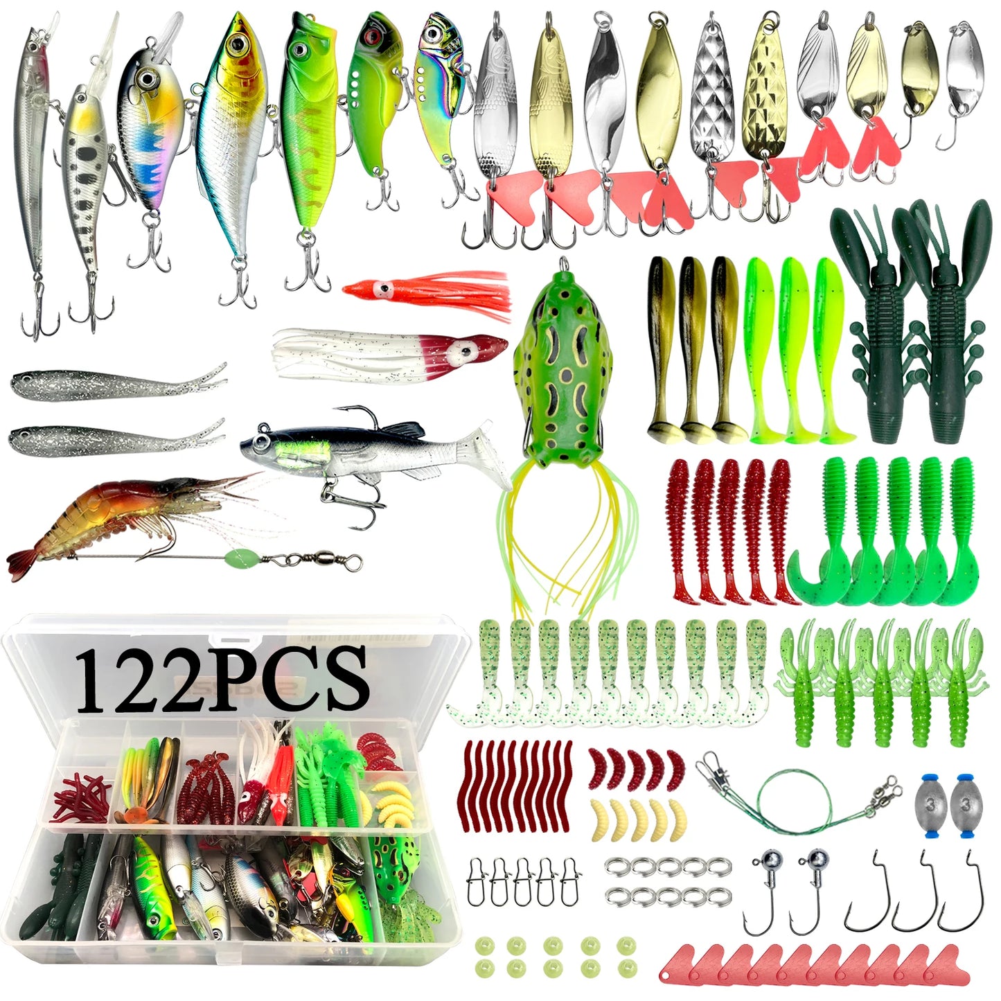 78/122/284pcs Fishing Lures Kit for Topwater Bait Rigs Tackle Kit