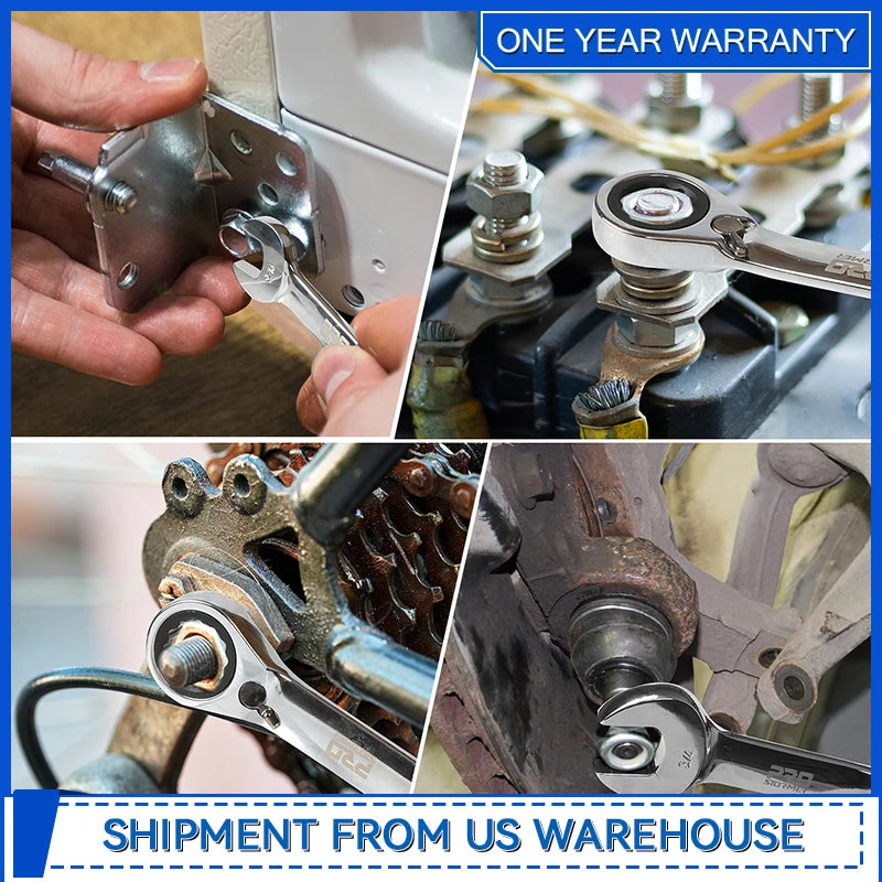 Double Sided Ratchet Wrench Set 10 Piece 5/16 to 3/4 72 Tooth Box End and Open End Wrench Set with Rolling Pouch By Prostormer