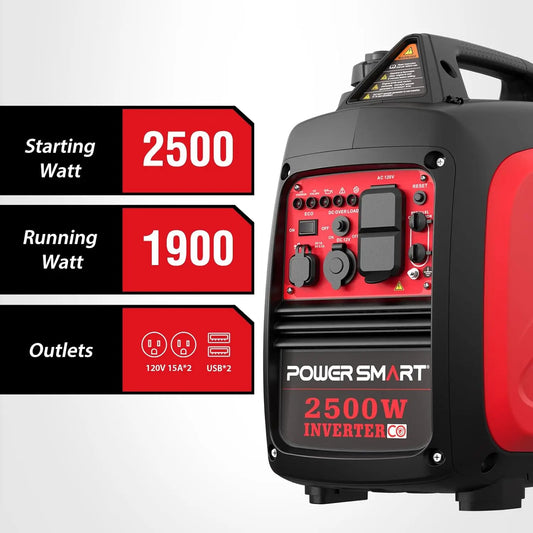 2500-Watt Gas Powered Portable Inverter Generator, Super Quiet for Camping,Home Emergency Use,EPA Compliant 2024 Version