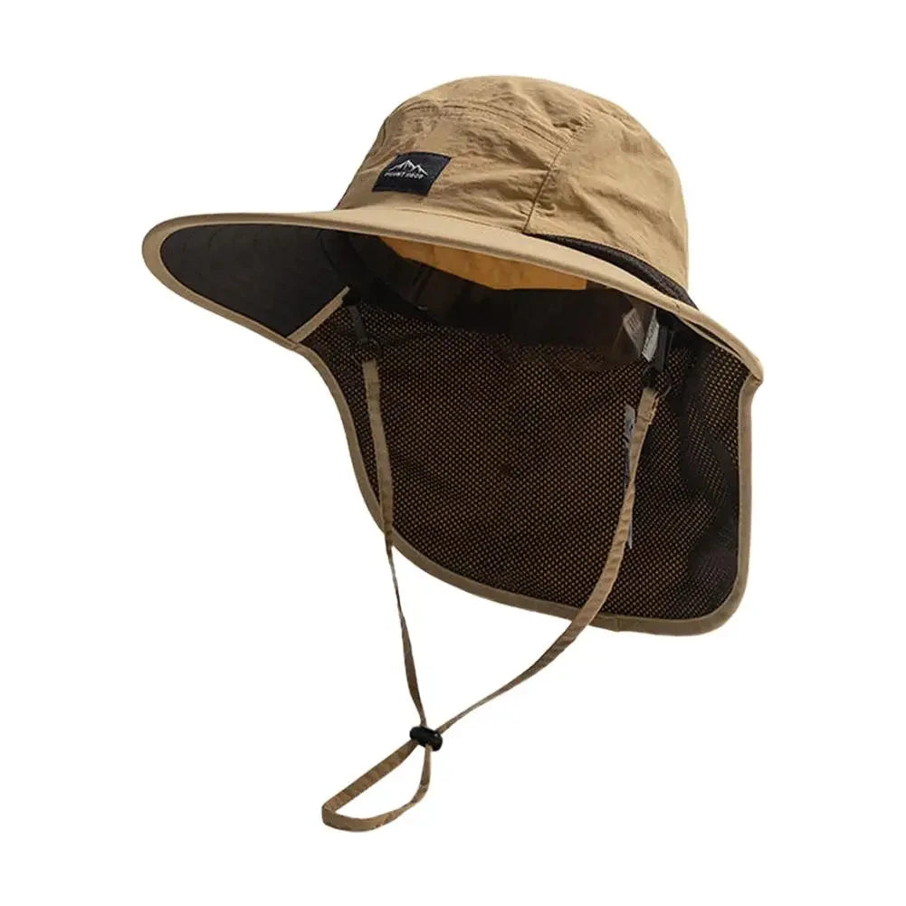 Unisex Summer Wide Brim Waterproof And Quick-drying With Hat Panama Uv Fisherman Caps Mesh Breathable Neck Protection