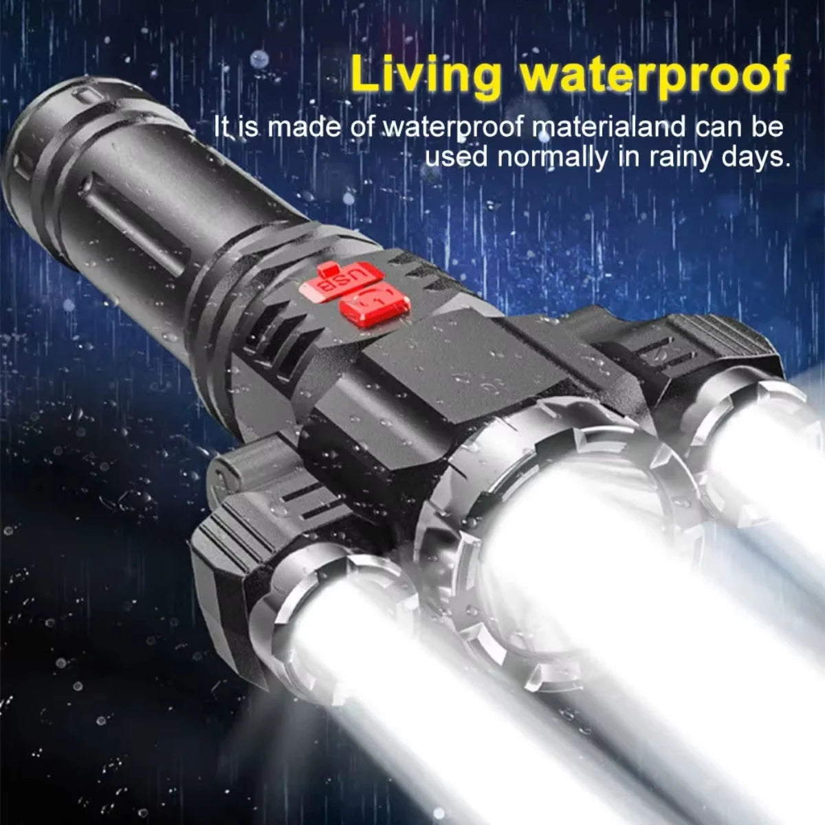 3LED Strong Waterproof LED Flashlight, Portable Camping Bike Light, Remote Outdoor,