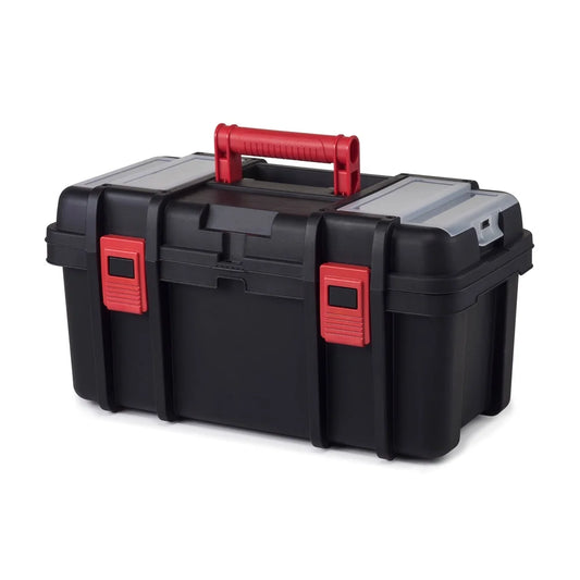 19 Inch Plastic Toolbox Heavy Duty Storage Kit Portable Tool Organizer Removable Tray Lid Organizers Lockable Design