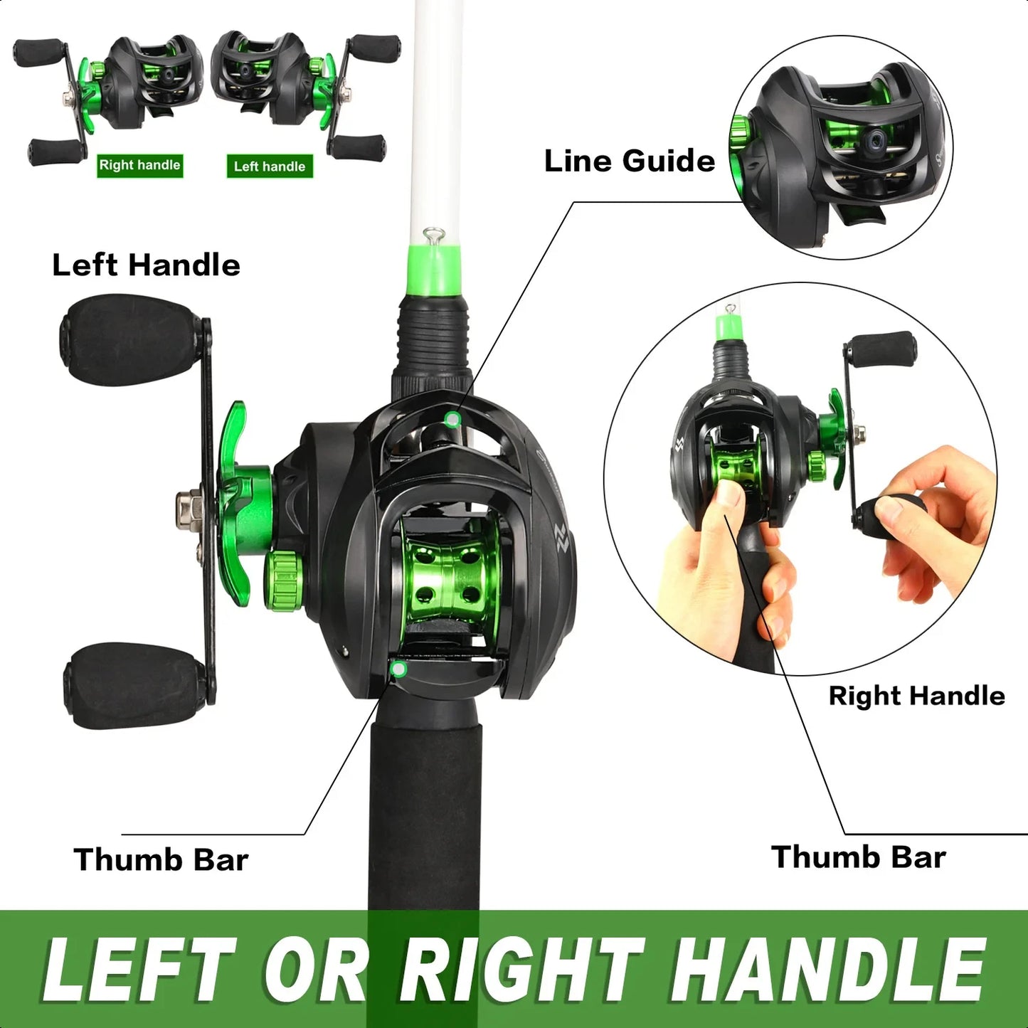 Casting Fishing Reel 7.2 1 Gear Ratio Max Drag 10kg Baitcasting Reel with Aluminum Spool