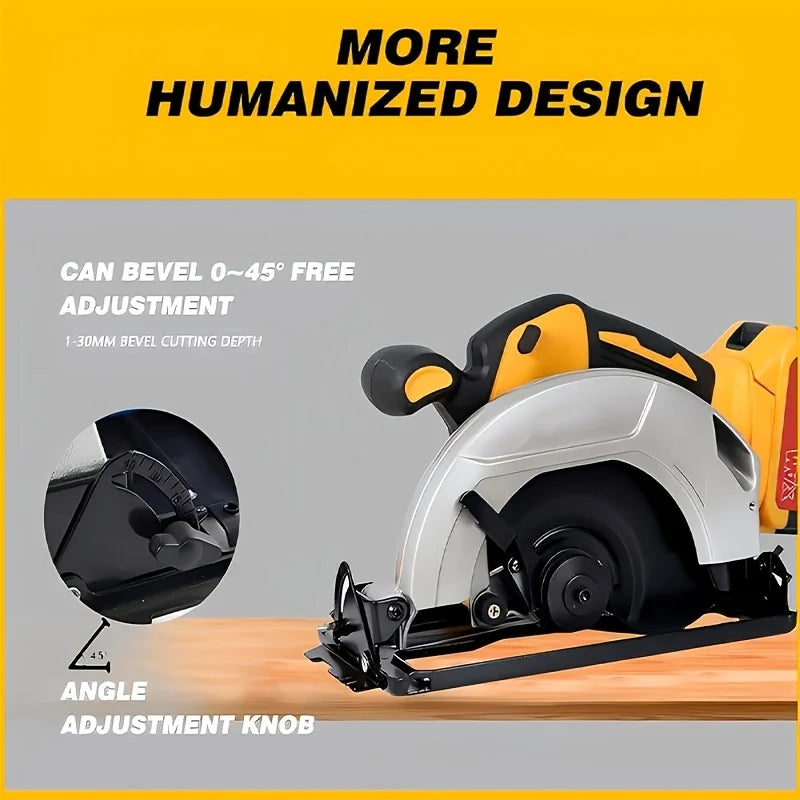 Cordless Circular Saw Compatible With DEWALT 20V MAX Battery, 7-1/4 Inch Brushless Power Circular Saw, 0-50 Degree Bevel Capabil