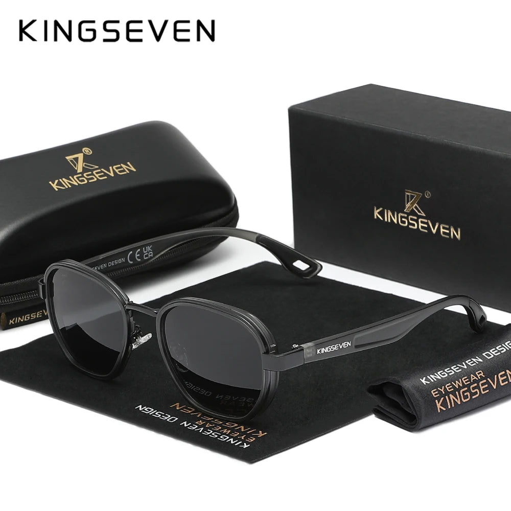 KINGSEVEN Brand Original Sunglasses Men Polarized UV400 Luxury Women Eyewear Male Outdoor Round Frame Causal Fashion Glasses