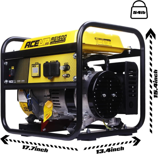Aceup Energy 1,500W Gas Powered Generator, Portable Generator 4-Stroke, EPA Compliant