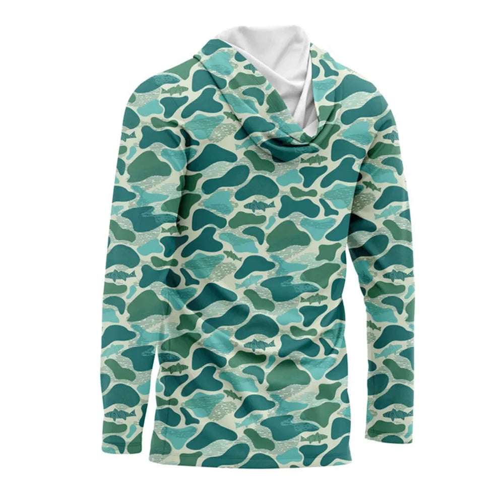 Sailing Hoodies Fishing Apparel Cap T-shirt Long Sleeve Tech Hoody Shirt Summer Outdoor Running Fish Green Camisa Racing Clothes
