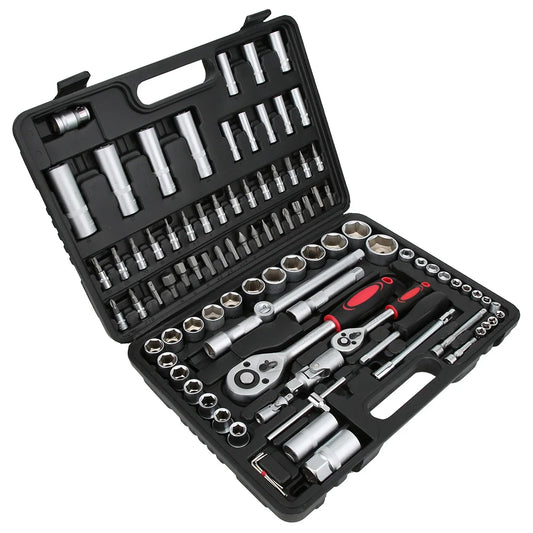 Screwdriver Tool Set Mechanics Wrench Set Wrench Socket Screwdriver Tool Set Kit Mechanics 1/2 1/4in with Case