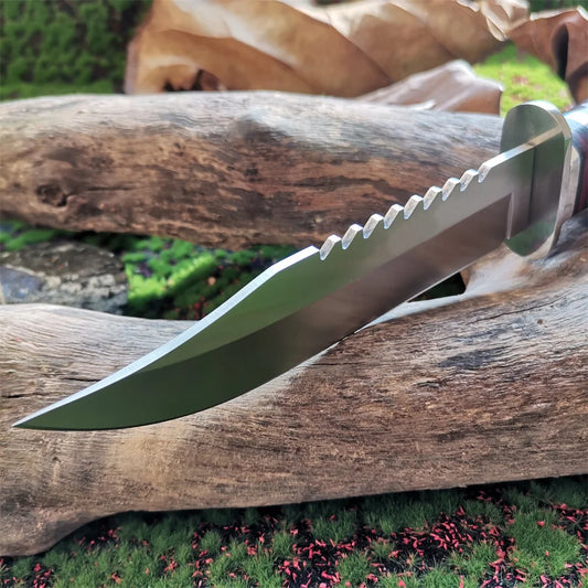 High-Quality 8CR15Mov Steel Blade Hunting Knife with Wooden Handle - Sharp and Reliable