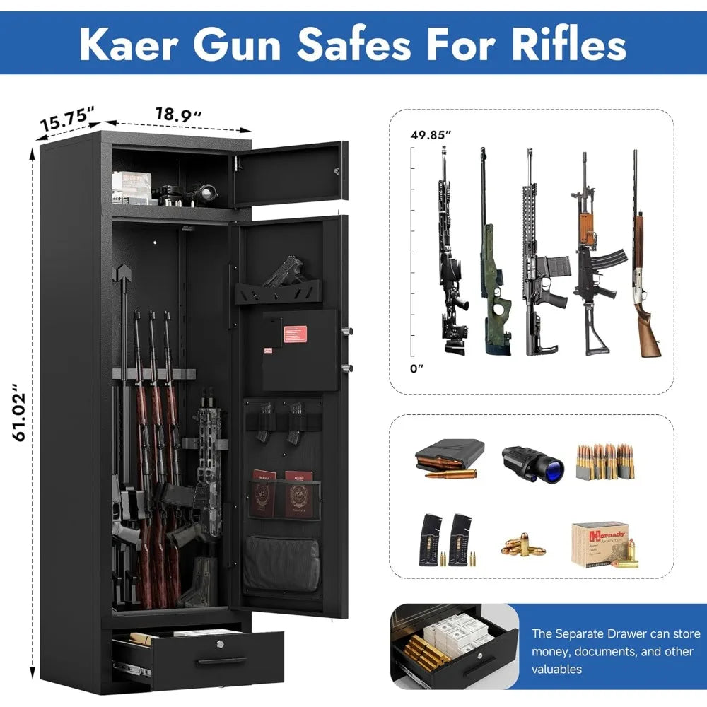 10-15 Gun Safes for Home Rifle and Pistols, Large Gun Cabinets for Rifles and Shotguns,Gun