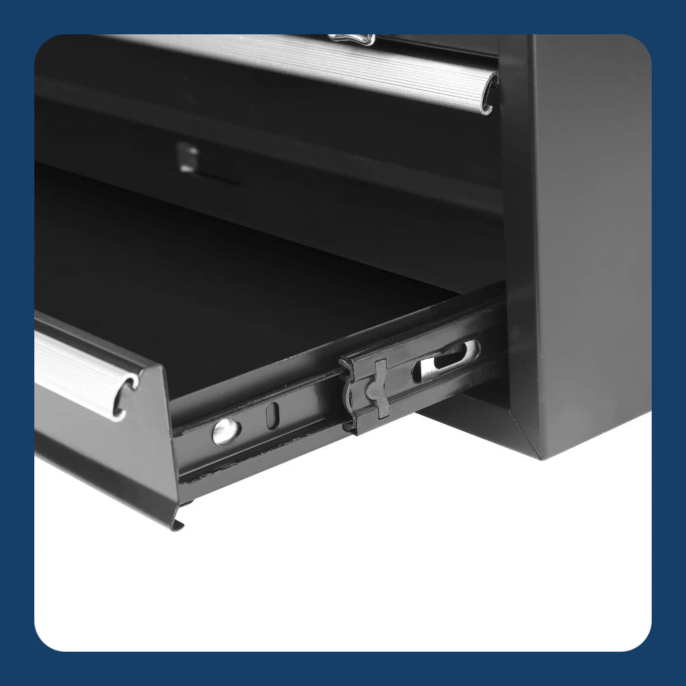 20-inch 2-Drawer Tool Box, Tool Chest with Flip-up Lid, Black, Steel