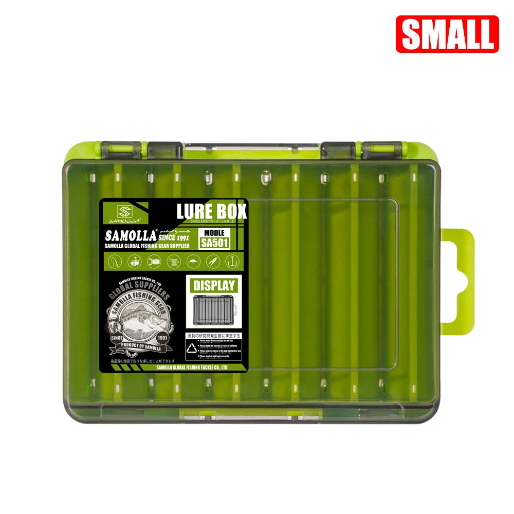 SAMOLLA Double-Sided Compact Tackle Box - Streamline Fishing with Durable, Versatile Organizer for Lures, Hooks, Baits