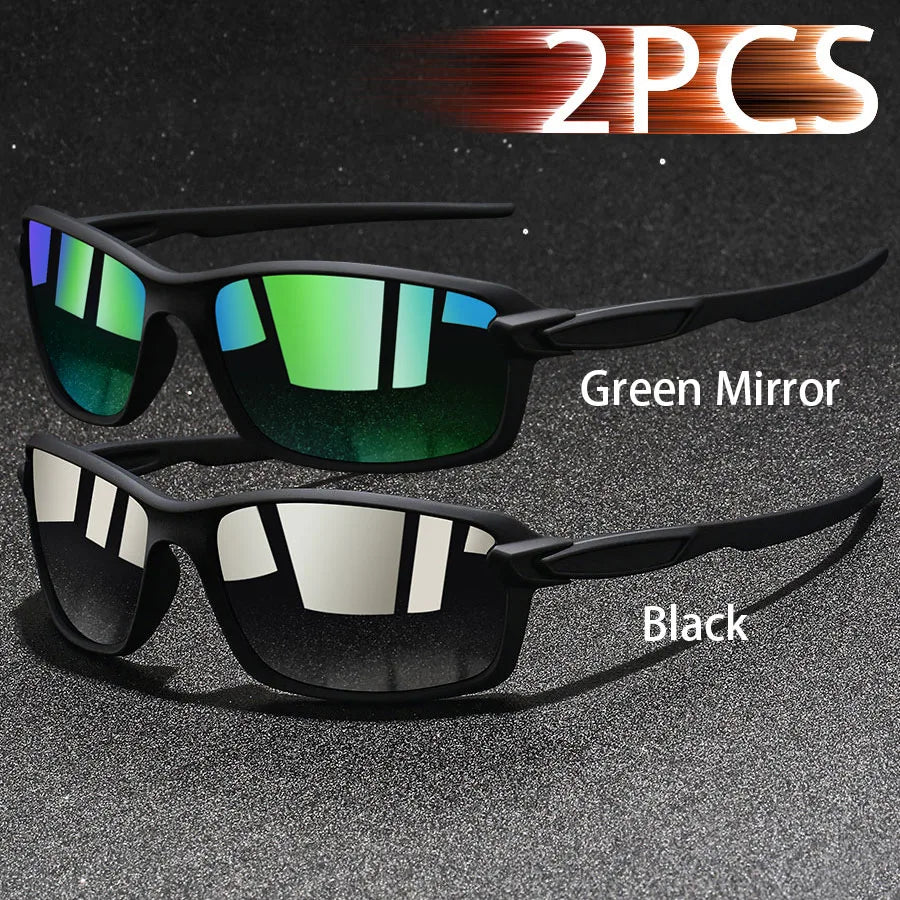 2 PCS Fashion Vintage Sunglasses Men Women Fishing Driving Man Luxury Brand Designer Sun Glasses Anti-Glare Retro Eyewear UV400