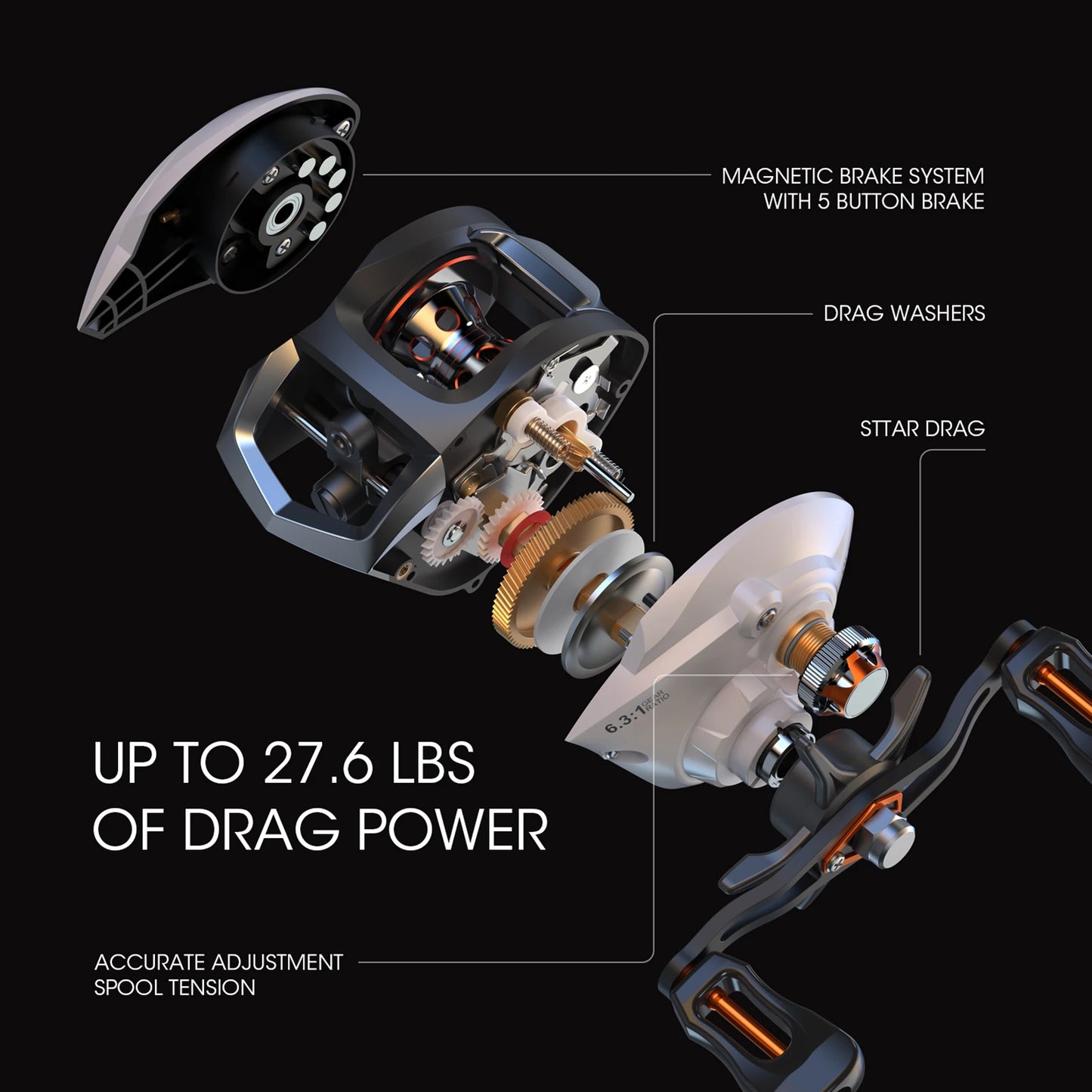 12+1 Ball Bearings Baitcasting Reel Fishing Fly High Speed Fishing Reel with Magnetic