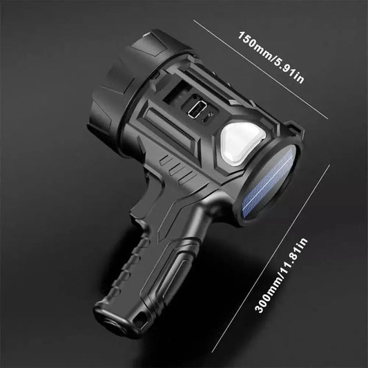 Solar/USB Rechargeable LED Spotlight Flashlight Searchlight