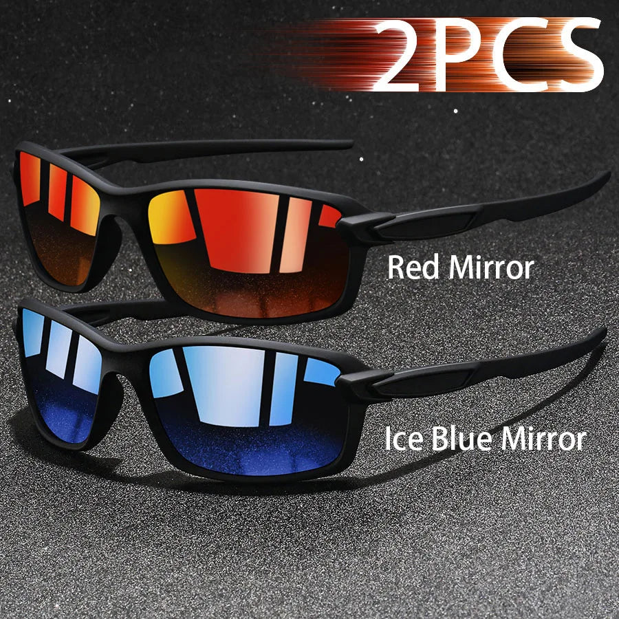 2 PCS Fashion Vintage Sunglasses Men Women Fishing Driving Man Luxury Brand Designer Sun Glasses Anti-Glare Retro Eyewear UV400