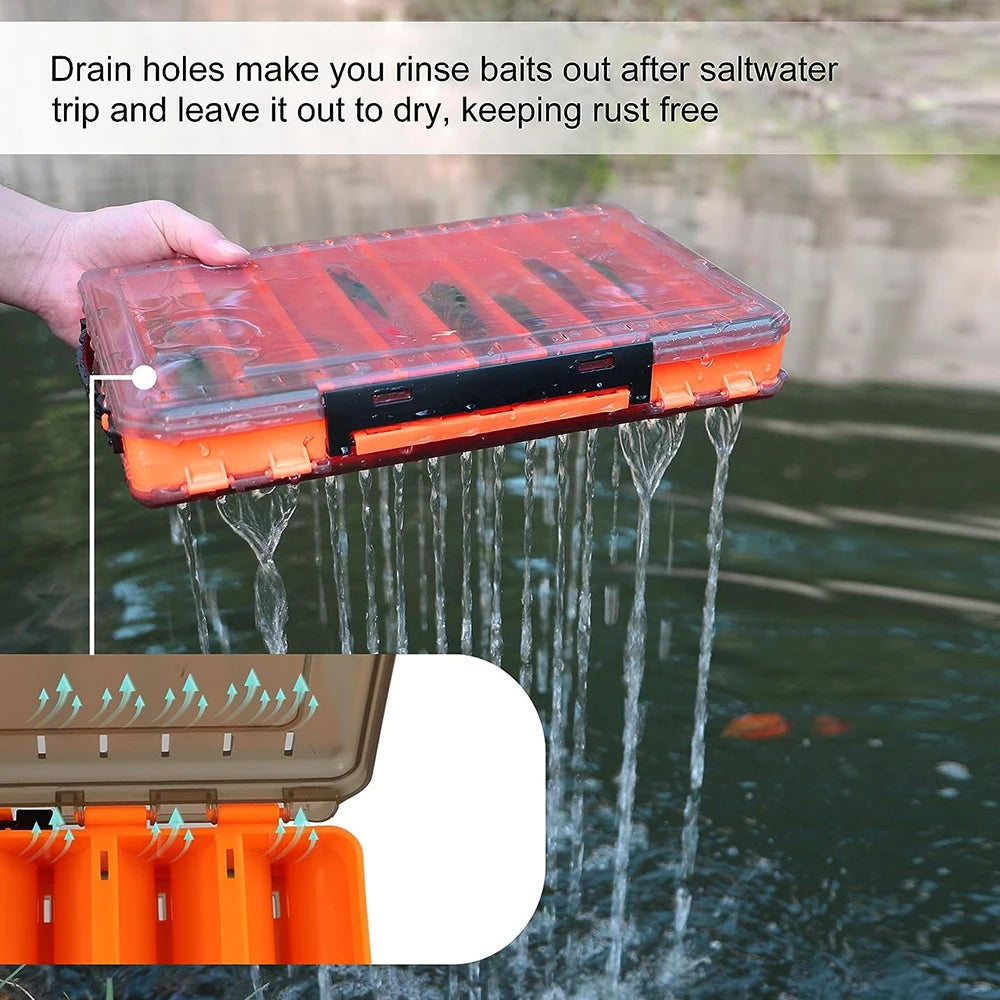 Booms Fishing LB1 Fishing Tackle Box 14 Compartments Double Sided Opening and Closing Multifunctional Lure Bait Tool Storage Box