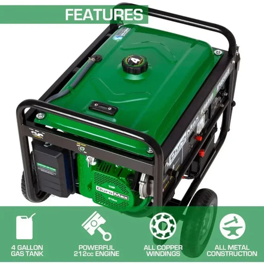 HOT New 4850 Watt Gas or Propane Powered-Electric Start-Camping & RV Ready, 50 State Approved Dual Fuel Portable Generator | USA