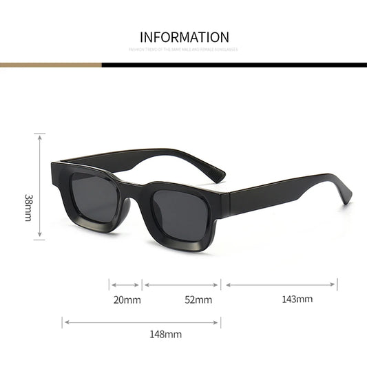 Small Sunglasses Rectangle Thick Frame Square Sun Glasses Men's Black Blue Ladies Sun Shades Uv400 Unisex Eyewears