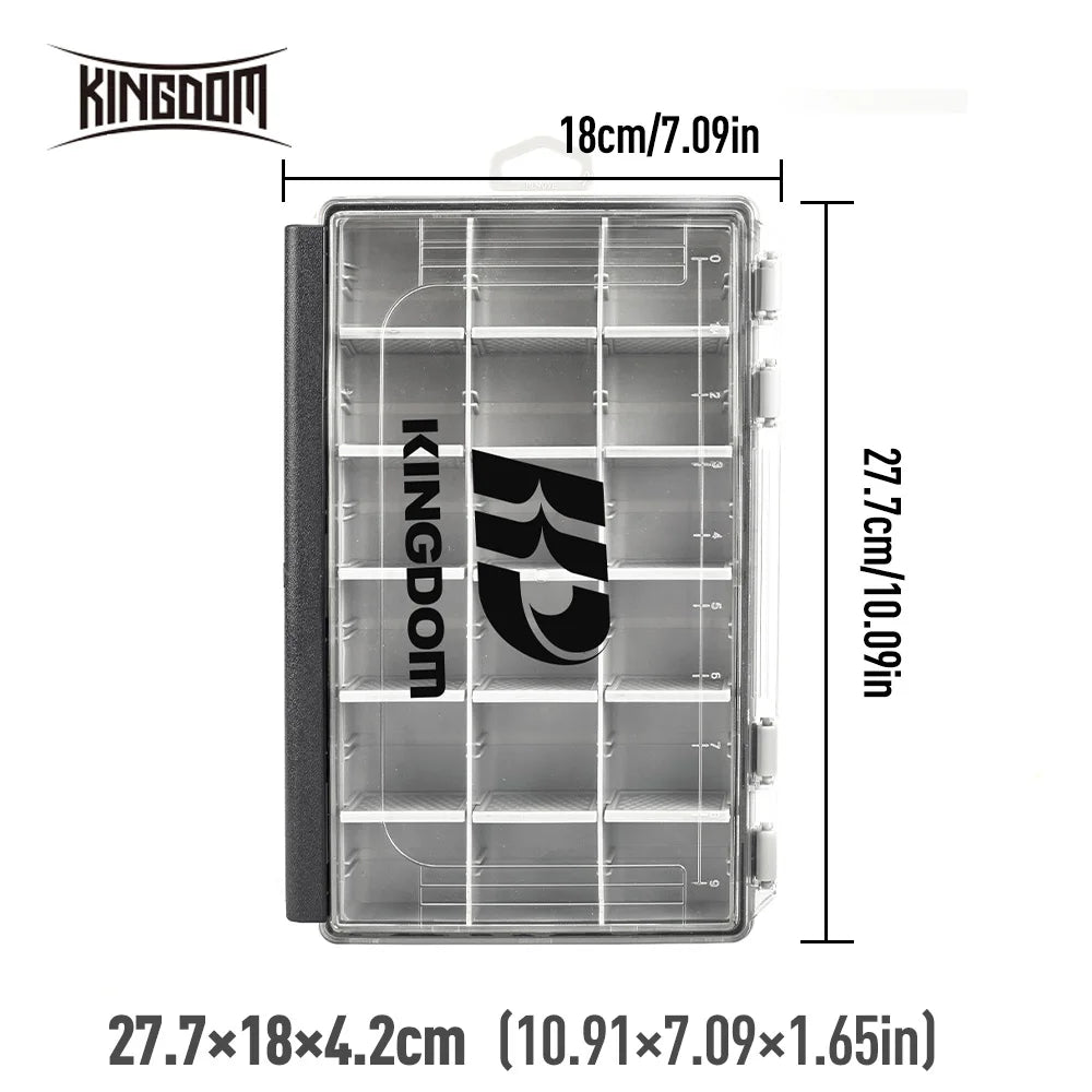 KINGDOM Fishing Tackle Box Multifunction Tackle Trays 2 Sizes Organizer with Removable Dividers Fishing Lure Accessories Box