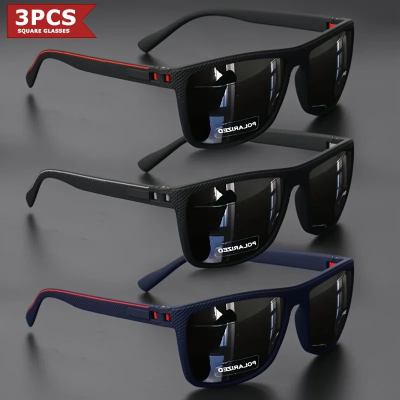 2025 New Square Frame Polarized Sunglasses High-Quality Spring Hinges Multicolor Coated Lenses for Vacation Driving Fishing UV P
