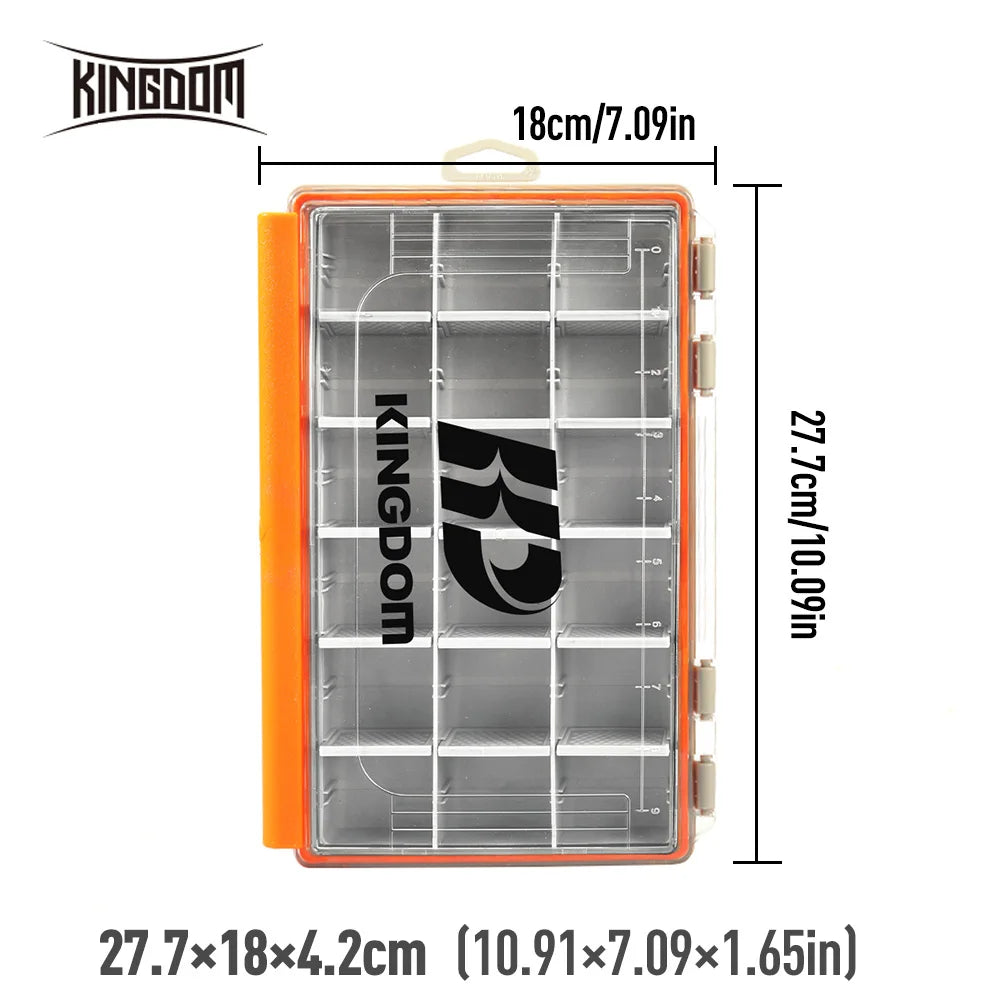 KINGDOM Fishing Tackle Box Multifunction Tackle Trays 2 Sizes Organizer with Removable Dividers Fishing Lure Accessories Box