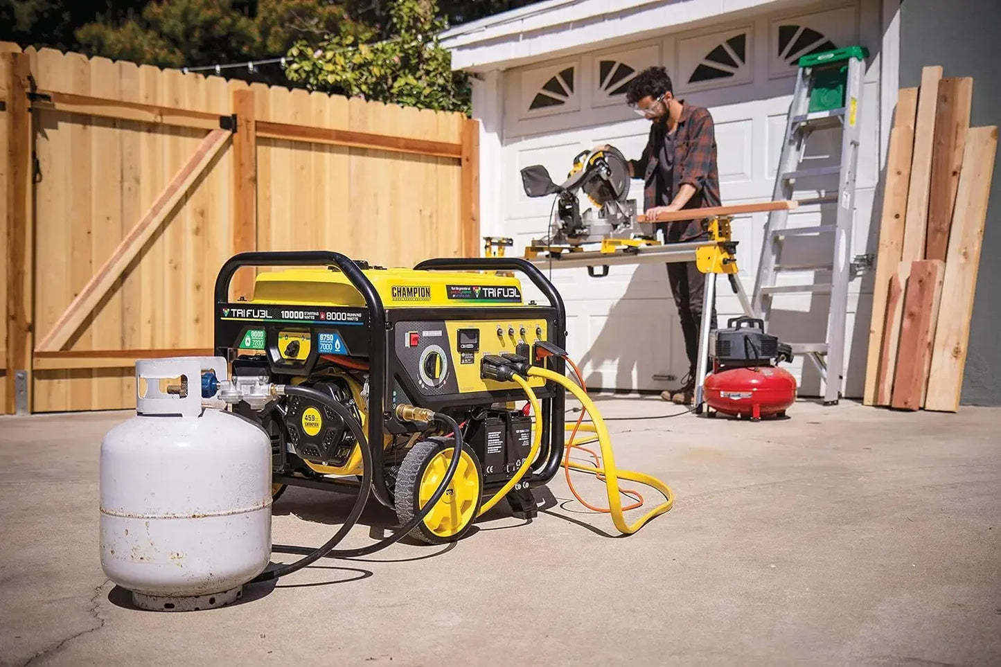 New 100416 10,000/8,000-Watt TRI Fuel Portable Natural Gas Generator, NG/LPG Hose Kits and CO Shield | USA | NEW