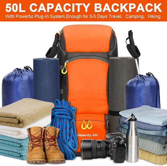 Waterproof 50L Lightweight Backpack with Rain Cover
