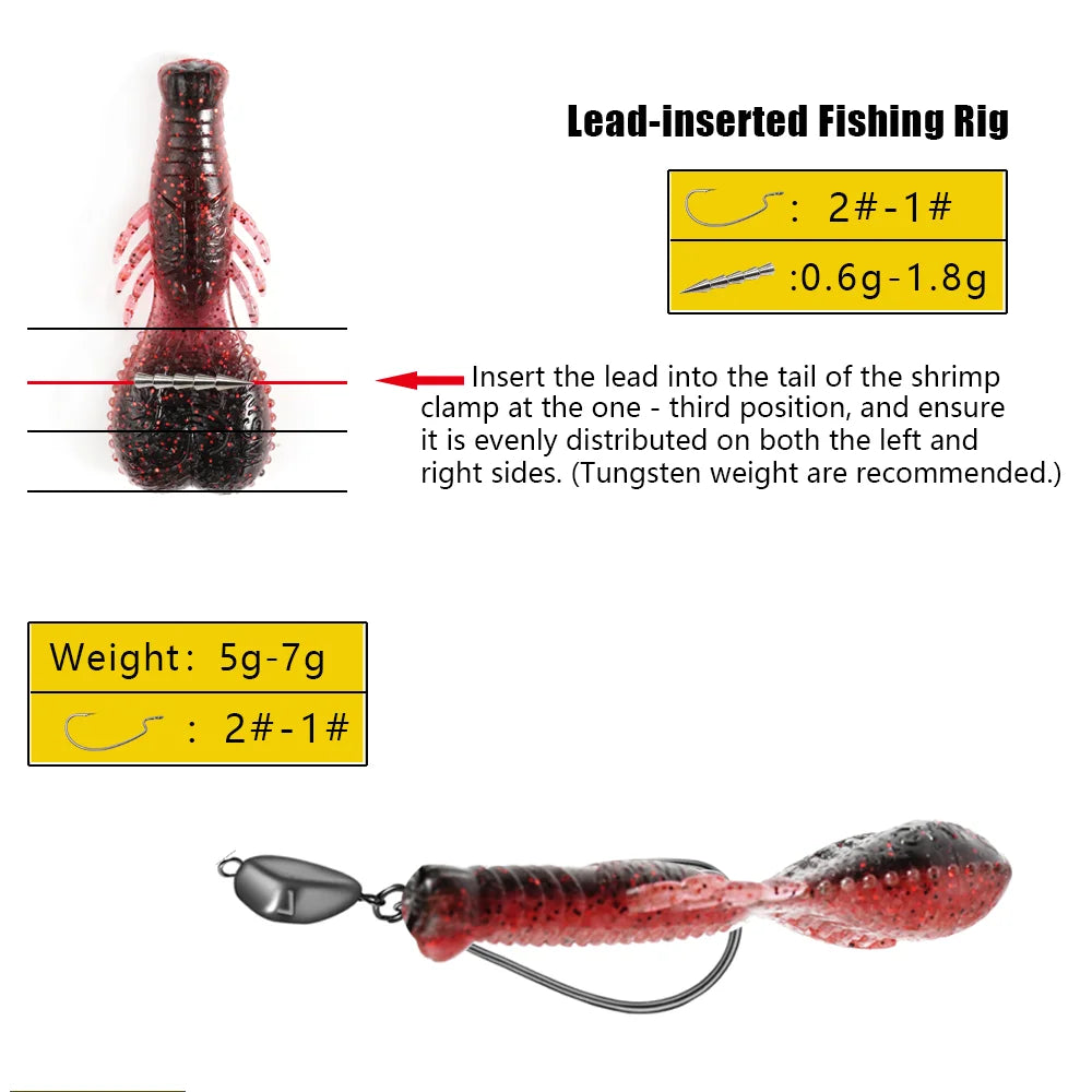 SUNMILE Stick Bait 6.2cm6.6g Casting Heavy Weighted Soft Plastic Lures Craw Artificial Bait Silicone Shad Lure For Bass Fishing