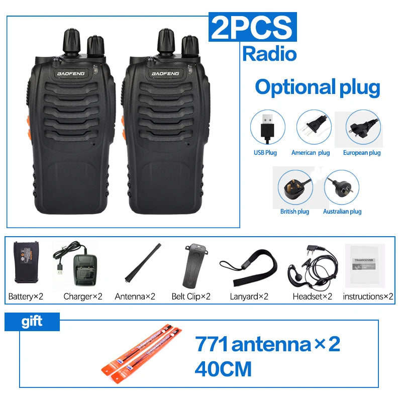2Pcs/Lot baofeng BF-888S Walkie Talkie Two-way Radio Set BF 888s UHF 400-470MHz 16CH walkie-talkie Radios Transceiver