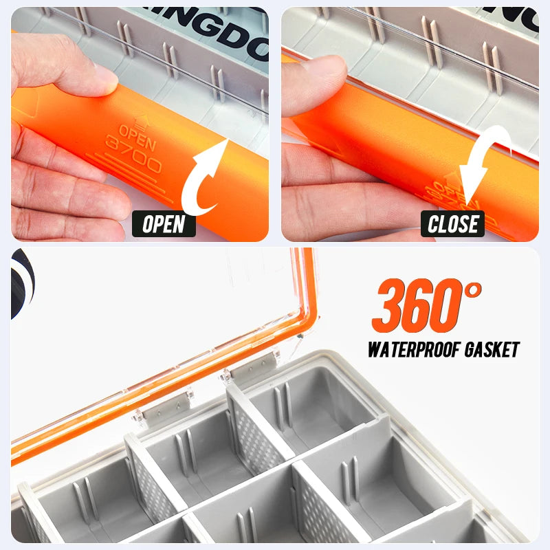 KINGDOM Fishing Tackle Box Multifunction Tackle Trays 2 Sizes Organizer with Removable Dividers Fishing Lure Accessories Box