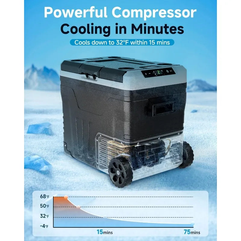 Car Fridge Portable 12 Volt Refrigerator - 53 Quart(50L) Electric Cooler with 12/24V DC&110-240V AC